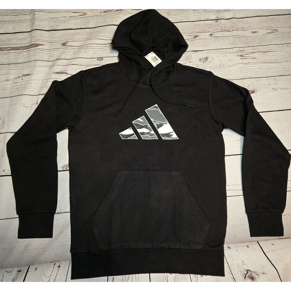 Adidas Men’s Pullover Camouflage Logo Hoodie Size MedTall Black NWT